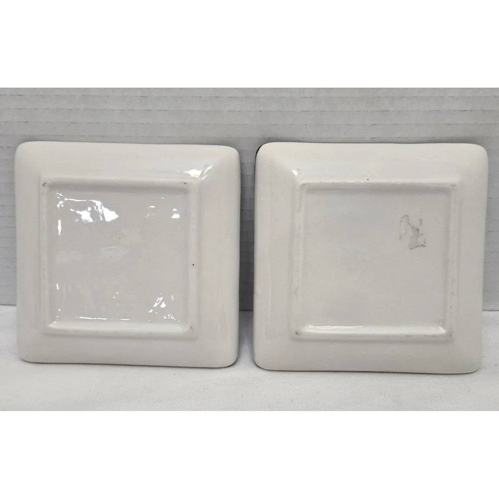 Grace and Belle Square Jewelry Ring Dish Set Black/White Ceramic Bird/Butterfly